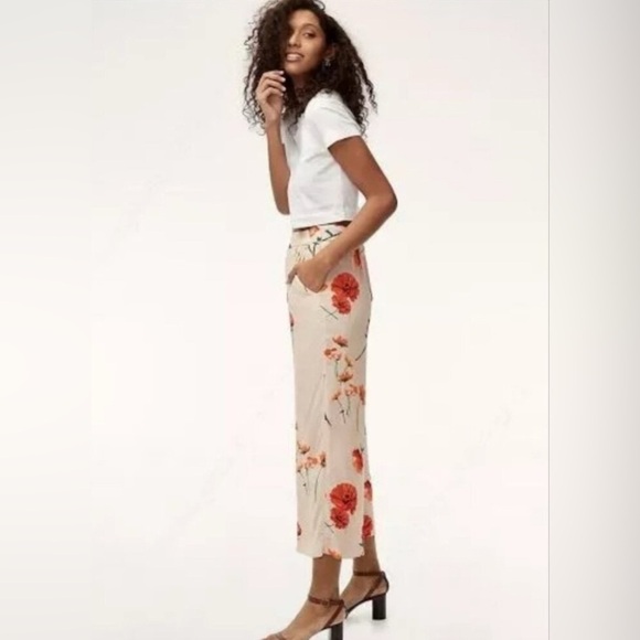 Aritzia Wilfred Goji Floral Faun Pants in Denude - Wide Leg Crop - Picture 3 of 13
